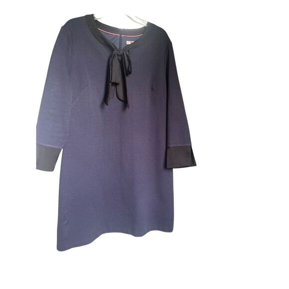 Boden Josie Ponte Bow tie Neck Sheath Dress Navy Blue Size US 16R Career - Picture 1 of 12
